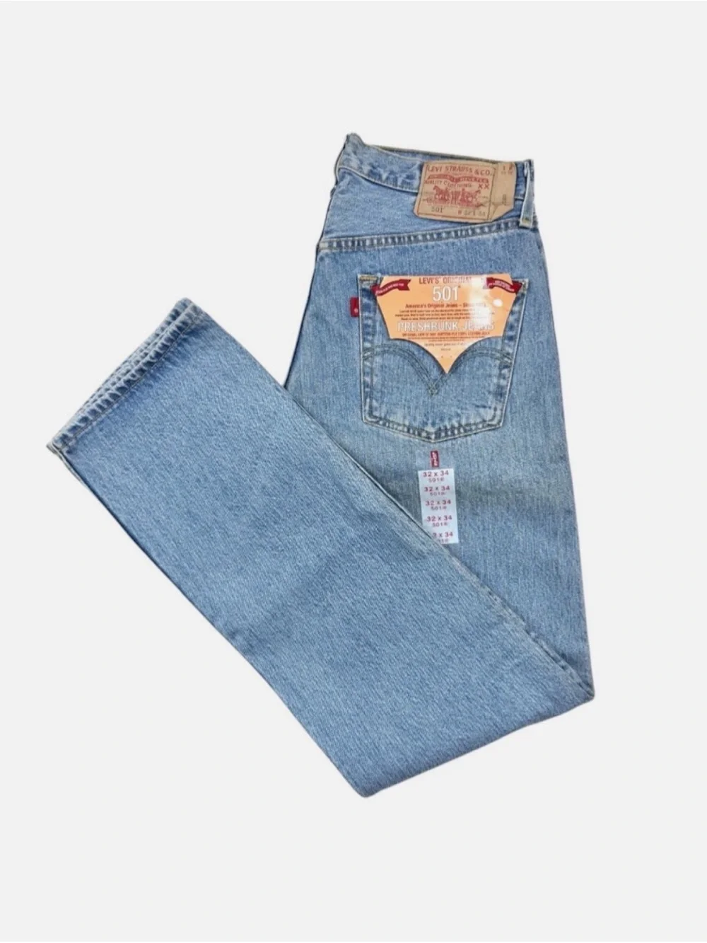 Vintage Levis 501 Straight Fit 32X34 Light Wash Denim Jeans NWT Can Fit 30 31 W